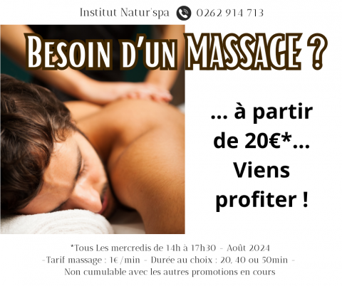 happy hours Massage 1€ la minute La Possession La Réunion